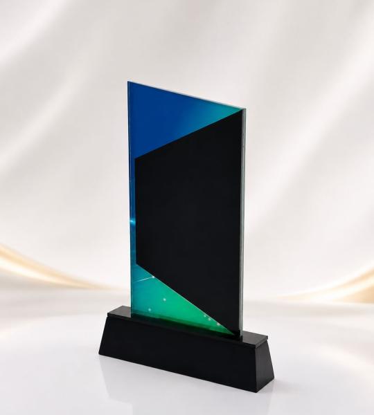UV Printed Acrylic Trophy with Wooden Base